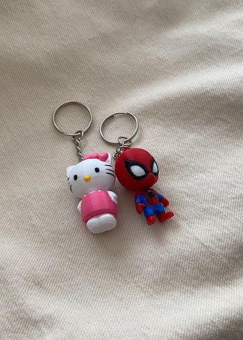 Hello kitty ve Spiderman Çift Anahtarlık/ Charm Seti