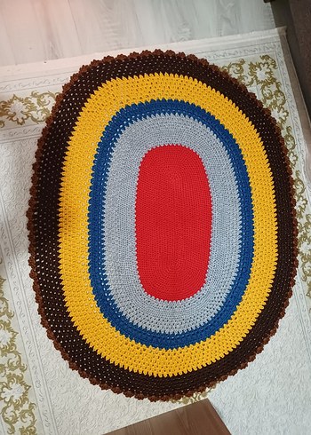 Renkli Oval Paspas el emeği - Görsel 2