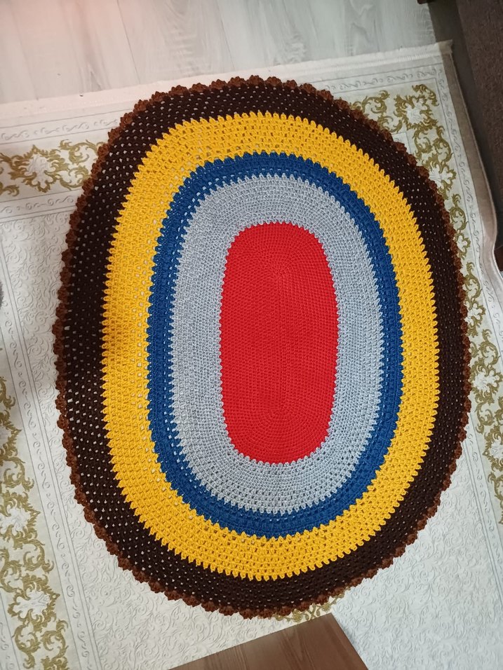 Renkli Oval Paspas el emeği - Görsel 2