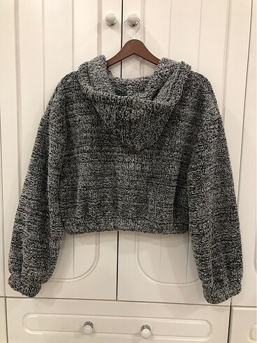 Diğer Balon kollu kapşonlu crop ceket