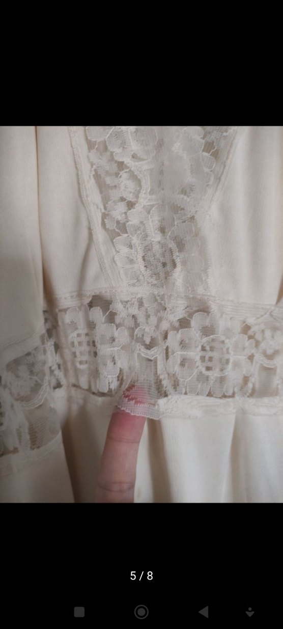 Bej Uzun Vintage Bohem Kadın Sabahlık - Görsel 5