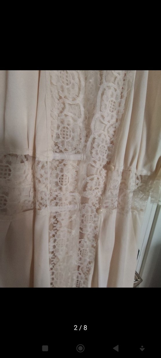 Bej Uzun Vintage Bohem Kadın Sabahlık - Görsel 2