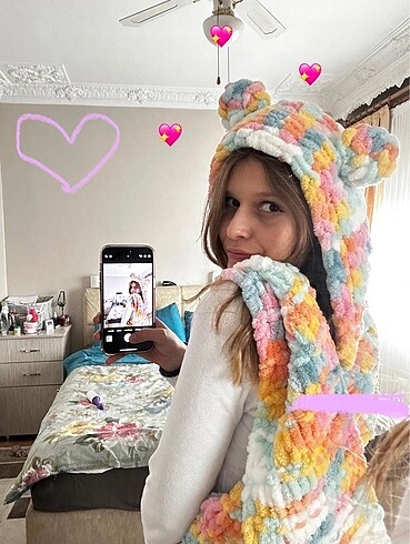 alize puffy atkılı bere çok renkli