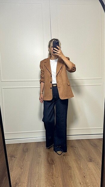 m Beden Taba Süet Blazer Ceket