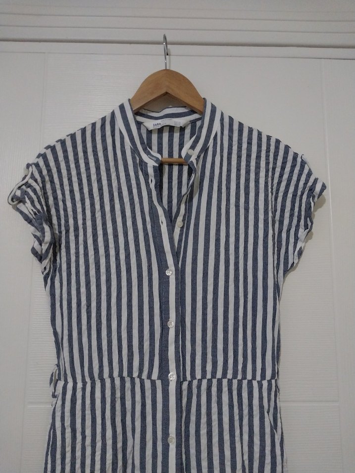 Kısa Kollu Çizgili Kadın Tulum - Görsel 3