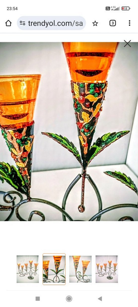 Renkli Metal Çiçek Tasarımlı Mumluk Seti - Görsel 2