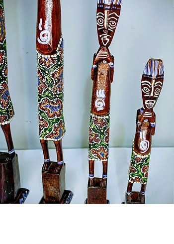 Renkli Afrika Tarzı Ahşap Figürin Seti - Görsel 3