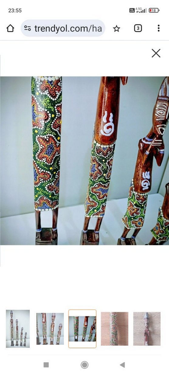 Renkli Afrika Tarzı Ahşap Figürin Seti - Görsel 2