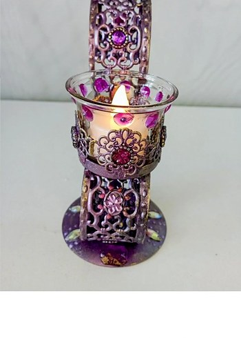 Mor Renkli Dekoratif Mumluk - Görsel 2