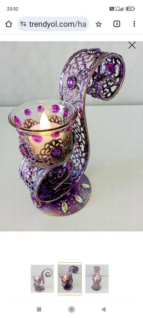 Mor Renkli Dekoratif Mumluk - Görsel 3