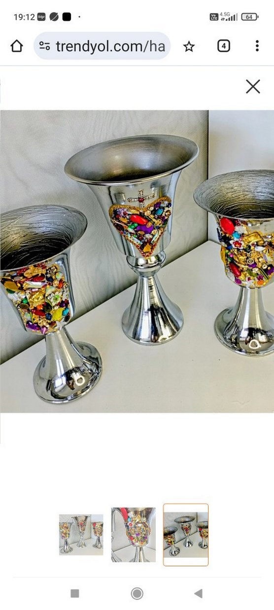 Renkli Taş Süslemeli Metal Vazolar - Görsel 3