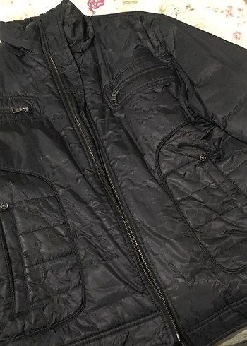 Siyah Deri Biker MONT Ceket Fermuarlı