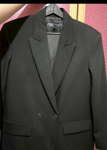 Zara Siyah Kadın Ofis Blazeri, Regular Fit, Düğmeli