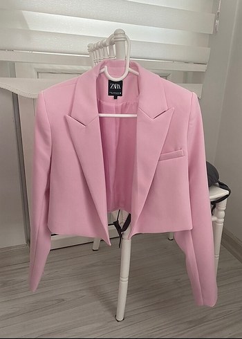 Pembe Mini Kadın Blazer Ceket