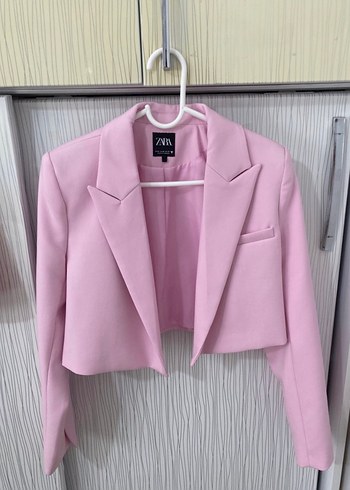 s Beden Pembe Mini Kadın Blazer Ceket