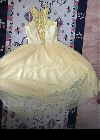 Sarı Drapeli Uzun Bohem Kadın Abiye - Görsel 2