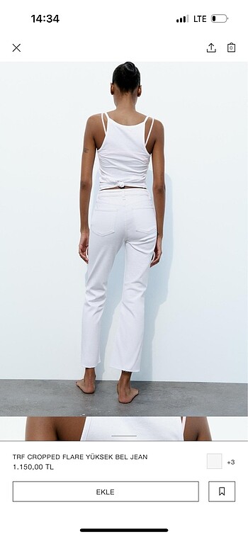 Zara cropped beyaz pantolon
