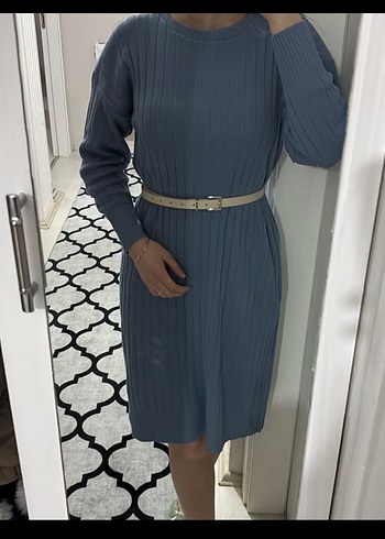 Mavi Triko Elbise - Görsel 2