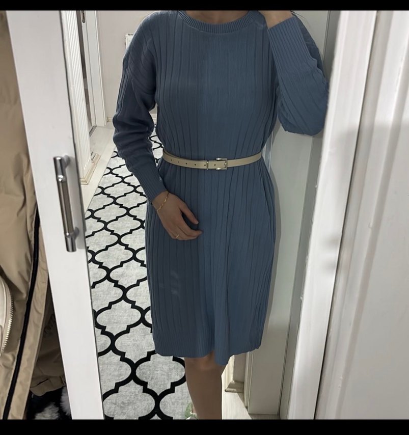 Mavi Triko Elbise - Görsel 2