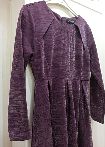 Mor Uzun Kollu Salaş Kadın Elbise - Görsel 2