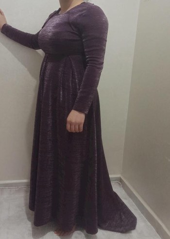 Mor Uzun Kollu Salaş Kadın Elbise - Görsel 3