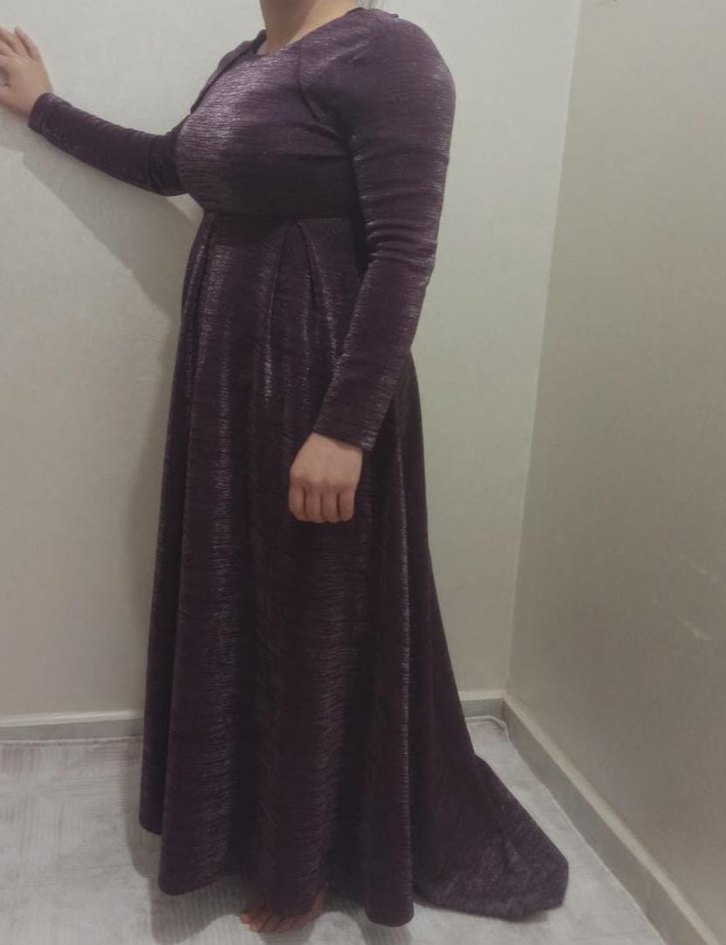 Mor Uzun Kollu Salaş Kadın Elbise - Görsel 3