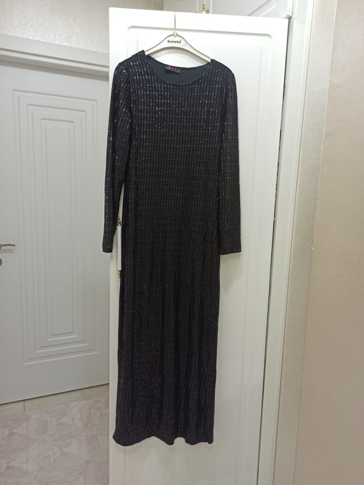 Siyah  Uzun Kollu Uzun Elbise - Görsel 3