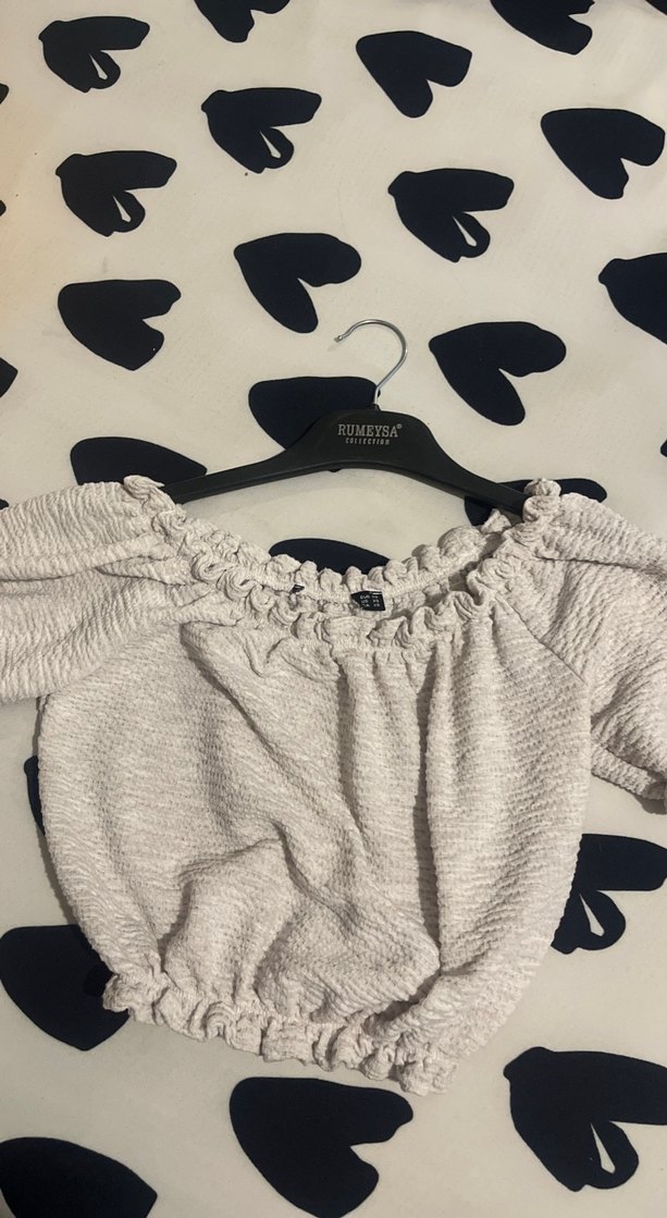 Gri Örgü Keten Kadın Bluz - Görsel 4