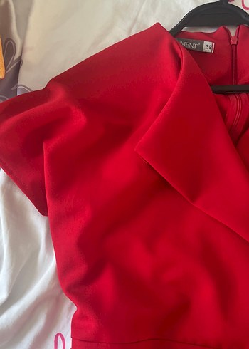 Kırmızı V Yakalı Uzun Kadın Tulum - Görsel 6