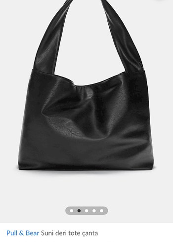 Pull & Bear Siyah Deri Tote Çanta - Görsel 2