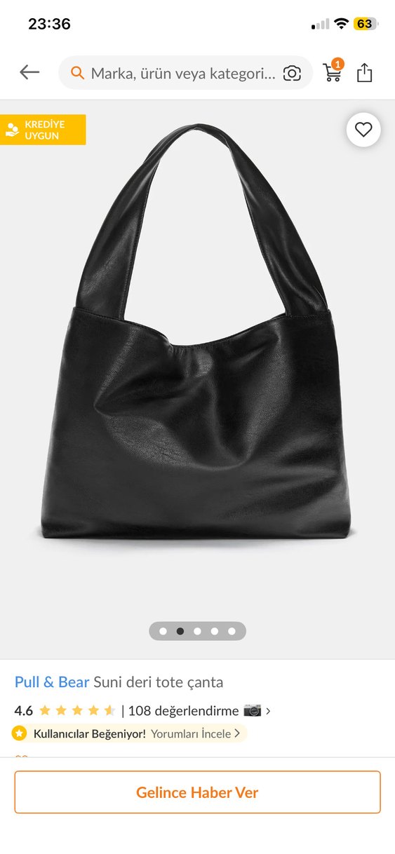 Pull & Bear Siyah Deri Tote Çanta - Görsel 2