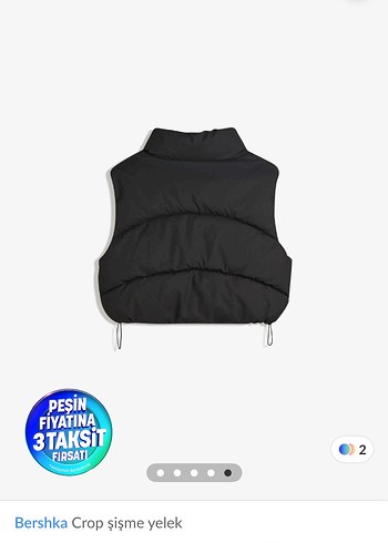 Bershka Siyah Crop Şişme Yelek - Görsel 2