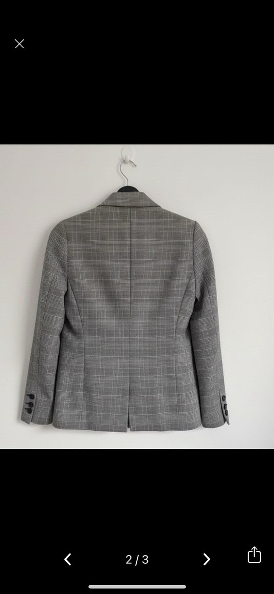 Gri Ekose Desenli Kadın Blazer Ceket - Görsel 2