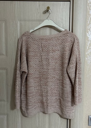 Bej Triko Kadın Kazak, Uzun Kollu, Salaş Kesim - Görsel 2