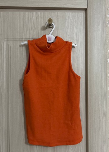 Turuncu Yüksek Yakalı Kolsuz Kadın Süveter - Görsel 2