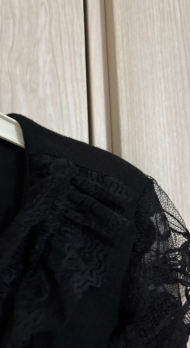 Kızlar için Siyah Dantelli Bolero - Görsel 3