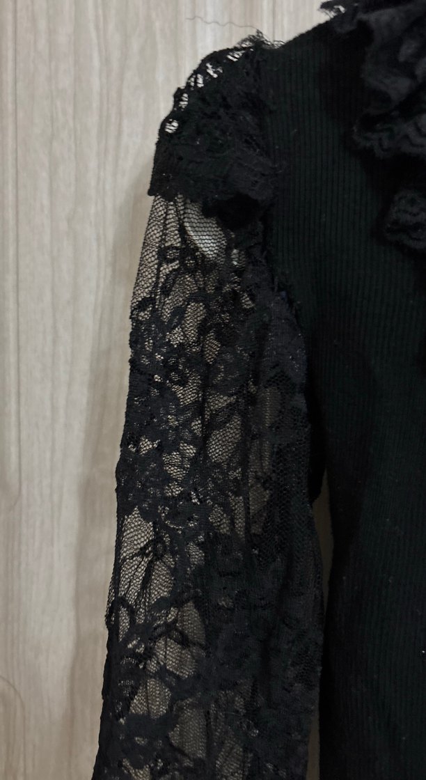 Kızlar için Siyah Dantelli Bolero - Görsel 2