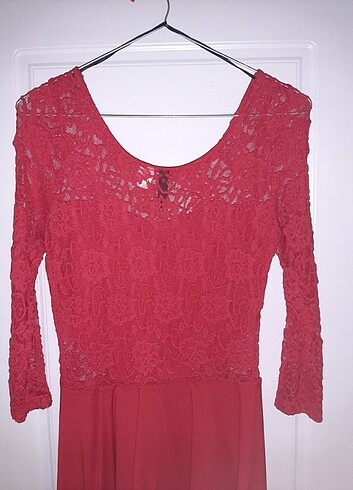36 Beden kırmızı Renk H&M Transparan elbise 