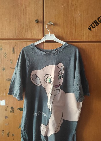 Gri Baskılı Pamuklu Tişört