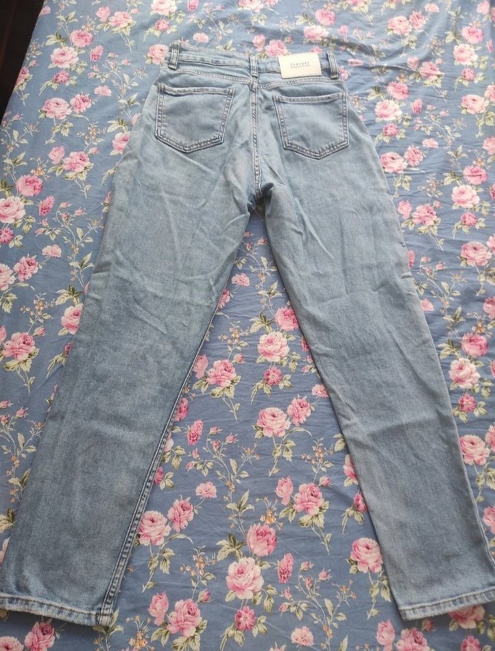 Mavi Yüksek Bel Rahat Kesim Kadın Denim Pantolon - Görsel 2