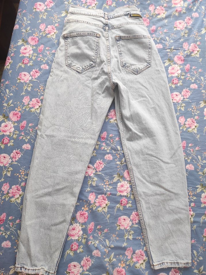 Gri Midi Yüksek Bel Kadın Kot Pantolon - Görsel 2