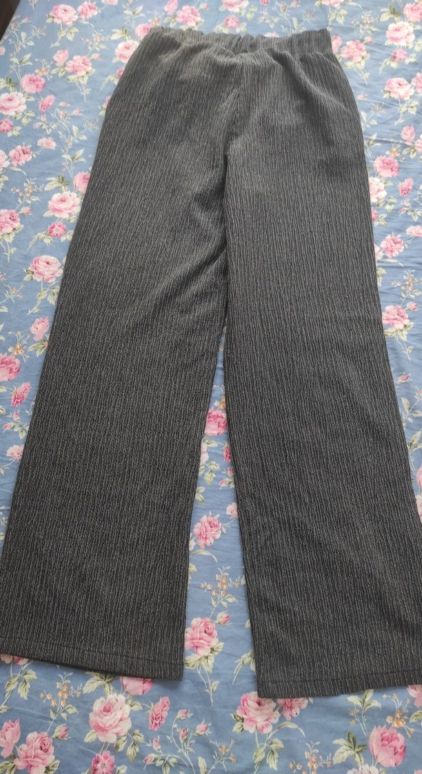 Gri Kadın Bol Paça Pantolon - Görsel 2