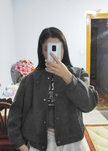 Gri Düğmeli Ceket - Görsel 2