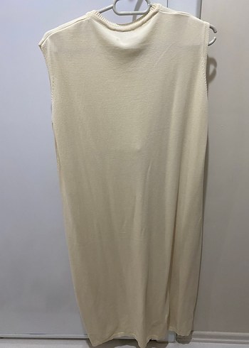 Bej Uzun Kollu Yüksek Yakalı Kadın Elbise - Görsel 3