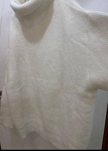 Kadın Beyaz Balıkçı Yaka Örgü Kazak - Görsel 4