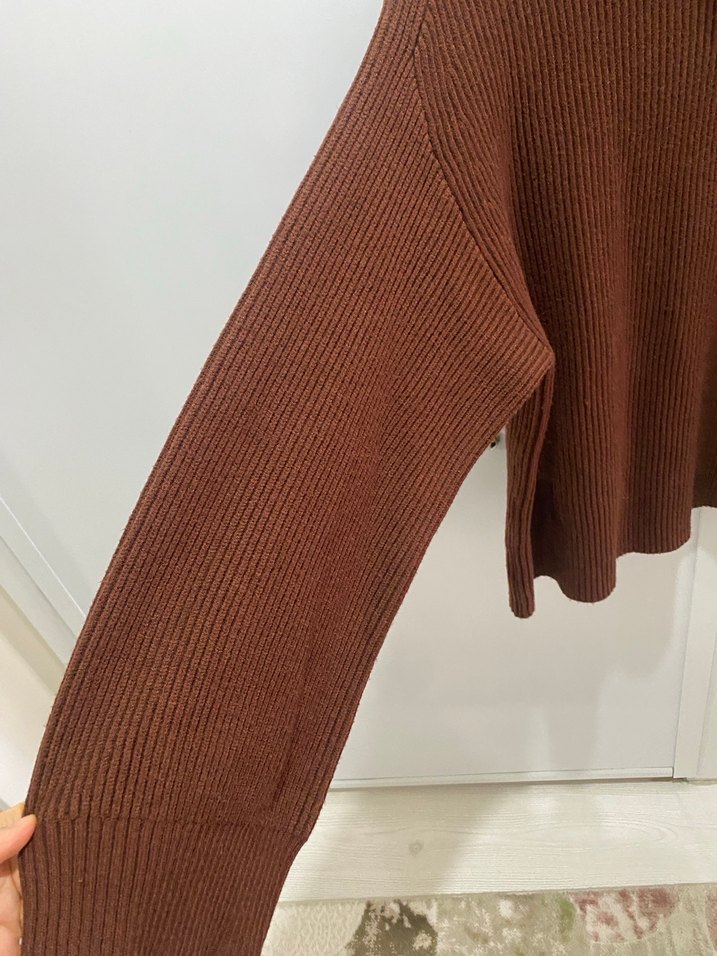 Kahverengi Balıkçı Yaka Kadın Triko - Görsel 3