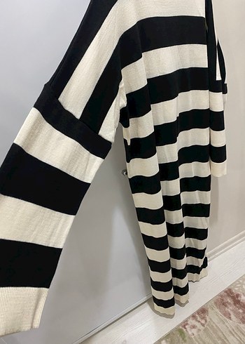 Kadın Siyah Çizgili Uzun Triko Elbise - Görsel 4