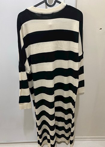 Kadın Siyah Çizgili Uzun Triko Elbise - Görsel 5