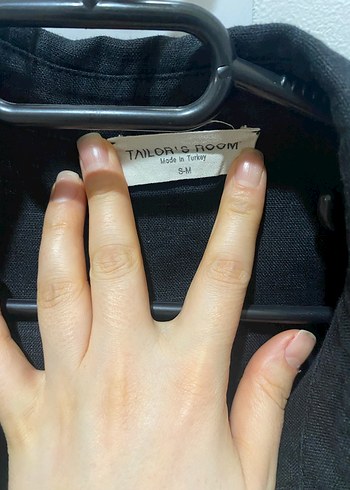 Siyah Keten Düğmeli Kadın Gömlek - Görsel 2