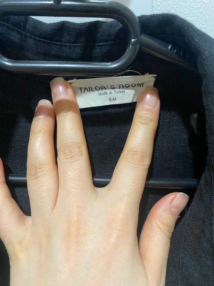 Siyah Keten Düğmeli Kadın Gömlek - Görsel 2